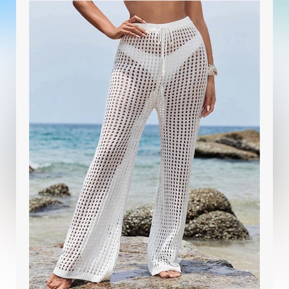 New White Crochet Beach Pants